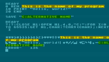 Workaround to give a name, Atari BASIC program on cassette tape, #2, highlighted text