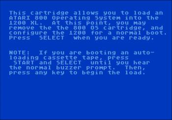 Booting the 800 OS Cartridge, an early Atari Translator for the Atari 1200XL